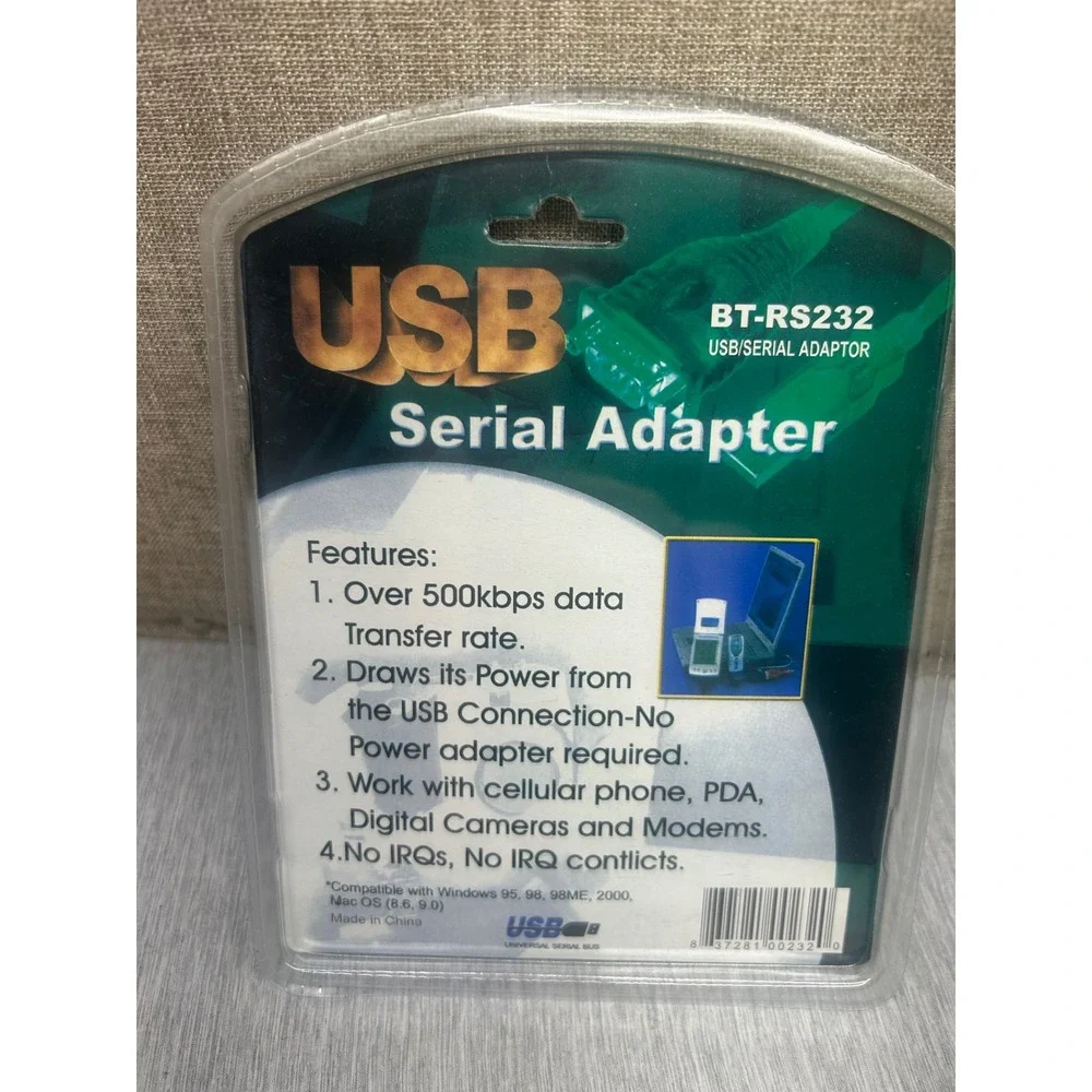 Bytecc BT-RS232 USB to Serial RS-232 DB9 Adapter‎ Cable Blue New Sealed